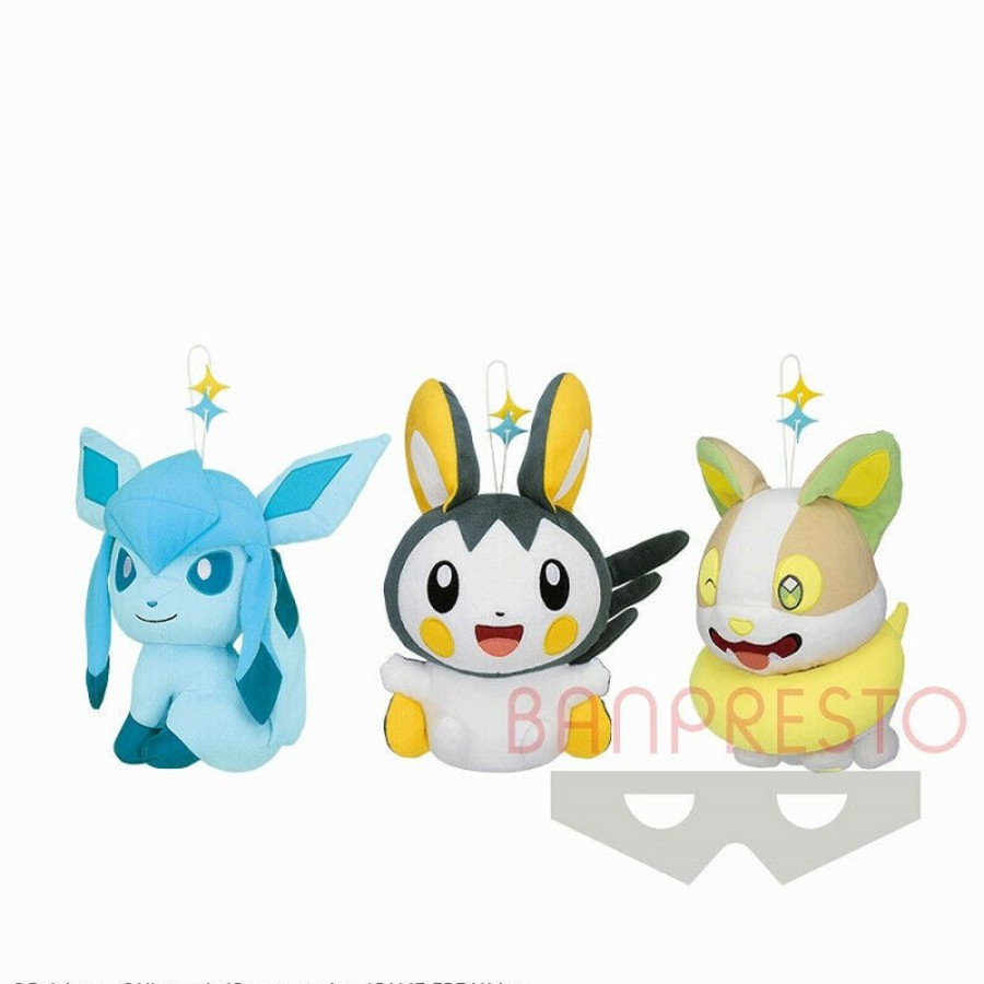 Plush Toy Banpresto | Pokemon Glaceon, Emolga, Yamper 10" Plush Doll Set